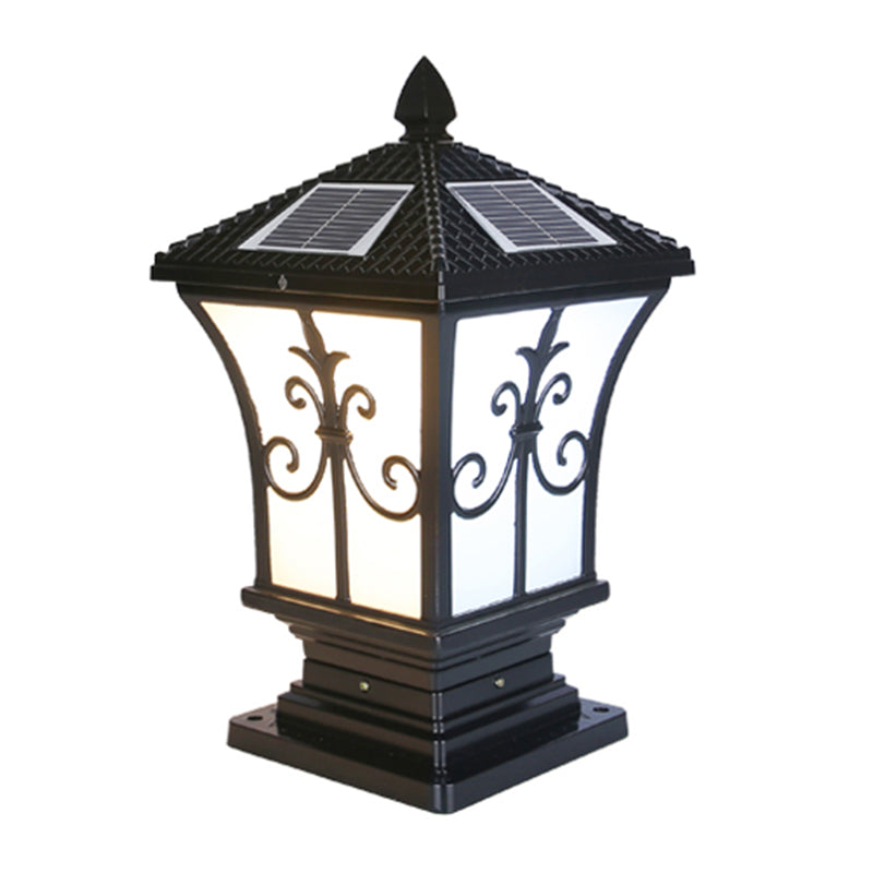 Rectangle Shape Metal Solar Pillar Lamp Modern-Style 1 Light Outdoor Waterproof Light