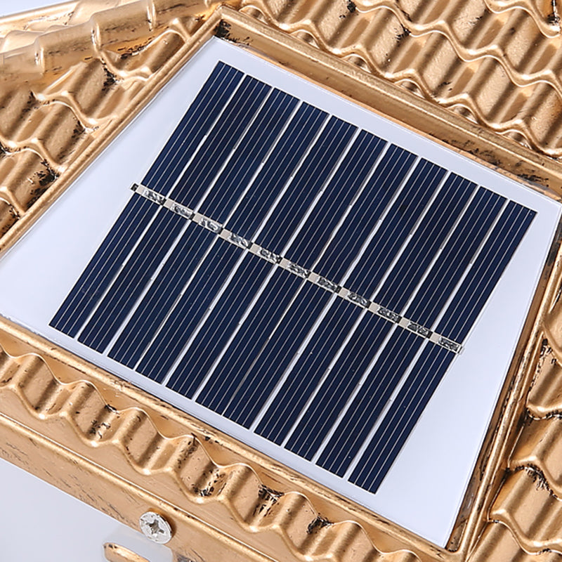 Rectangle Shape Metal Solar Pillar Lamp Modern-Style 1 Light Outdoor Waterproof Light