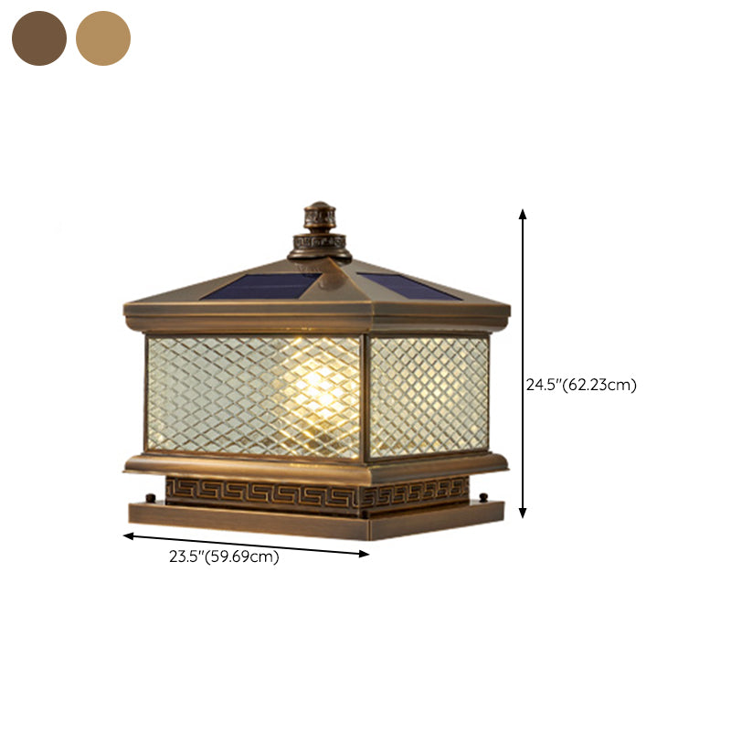 Rectangular Shape Metal Solar Pillar Lamp Modern 1-Light Outdoor Waterproof Light