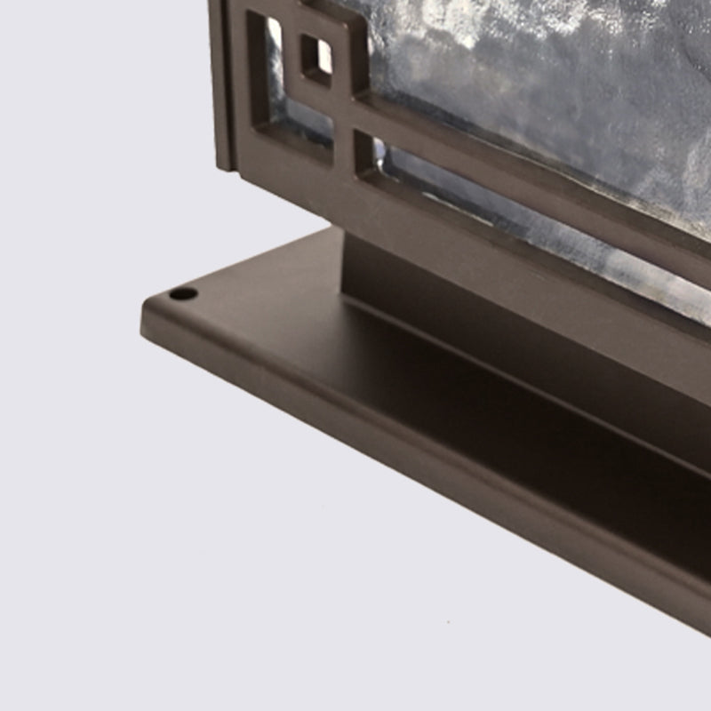 Rectangular Shape Metal Solar Pillar Lamp Modern 1 Light Outdoor Waterproof Light in Brown