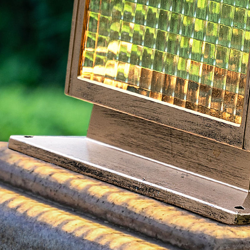 Rectangular Shape Metal Solar Pillar Lamp Modern-Style 1 Light Outdoor Waterproof Light