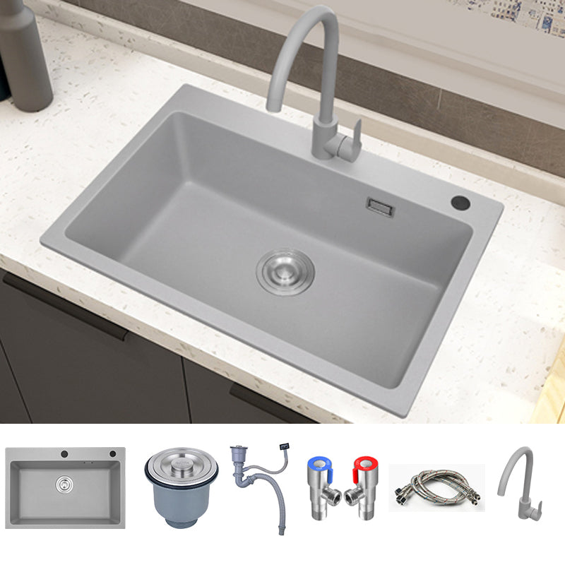 Modern Style Kitchen Sink Overflow Hole Design Drop-In Quartz Kitchen Sink