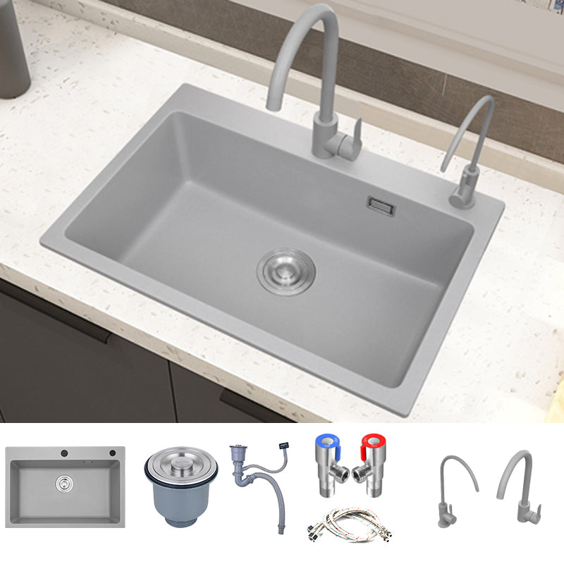 Modern Style Kitchen Sink Overflow Hole Design Drop-In Quartz Kitchen Sink