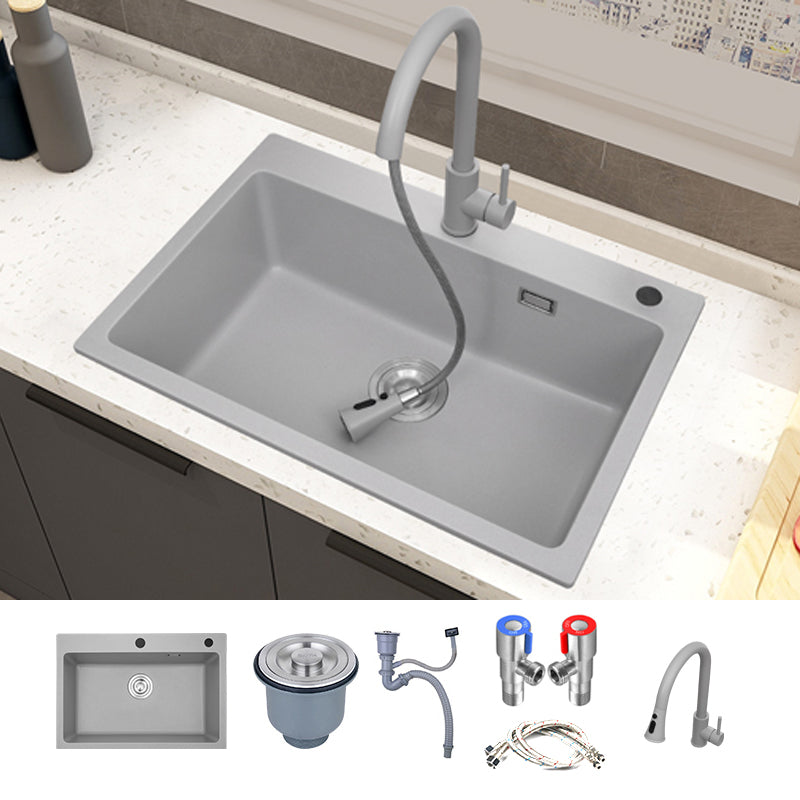 Modern Style Kitchen Sink Overflow Hole Design Drop-In Quartz Kitchen Sink