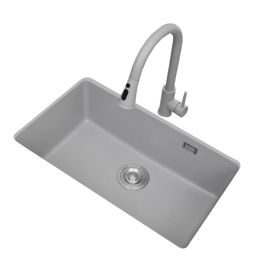 Modern Style Kitchen Sink Overflow Hole Design Drop-In Quartz Kitchen Sink