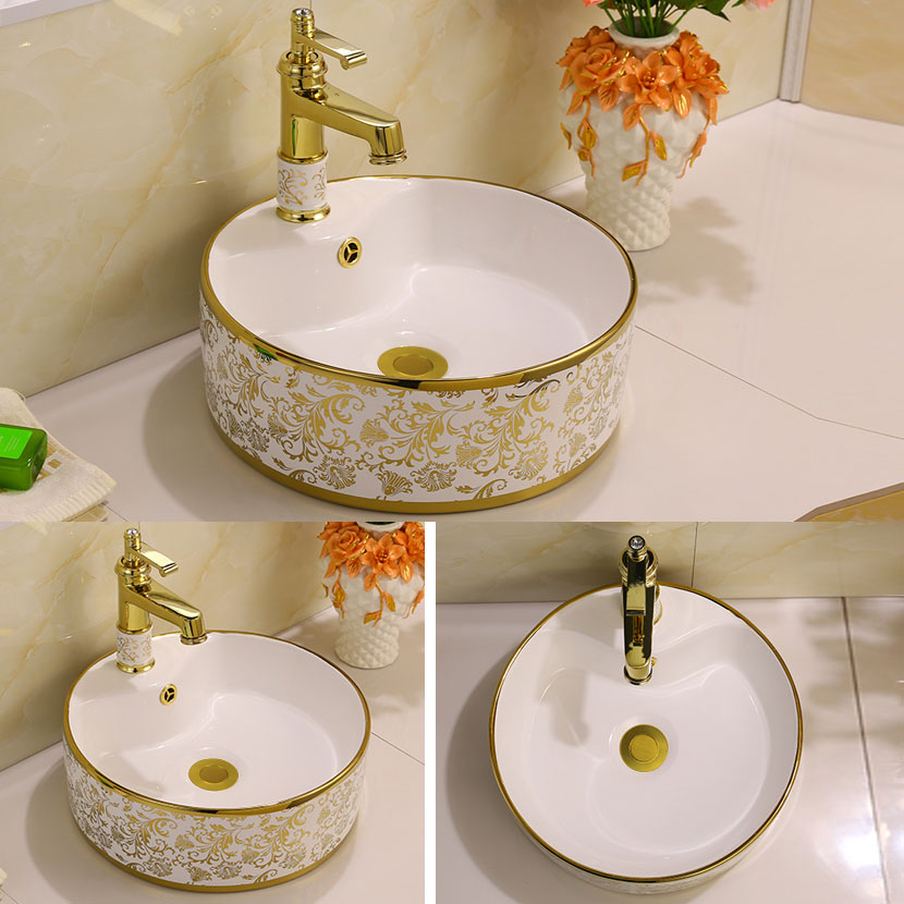 Glam Vessel Lavatory Sink Oval Porcelain with Faucet Vessel Sink