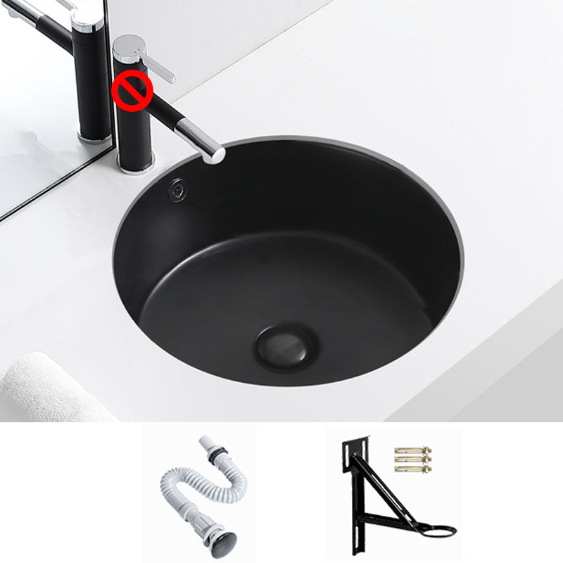 Porcelain Bathroom Sink Round Vessel Lavatory Sink with Pop-Up Drain