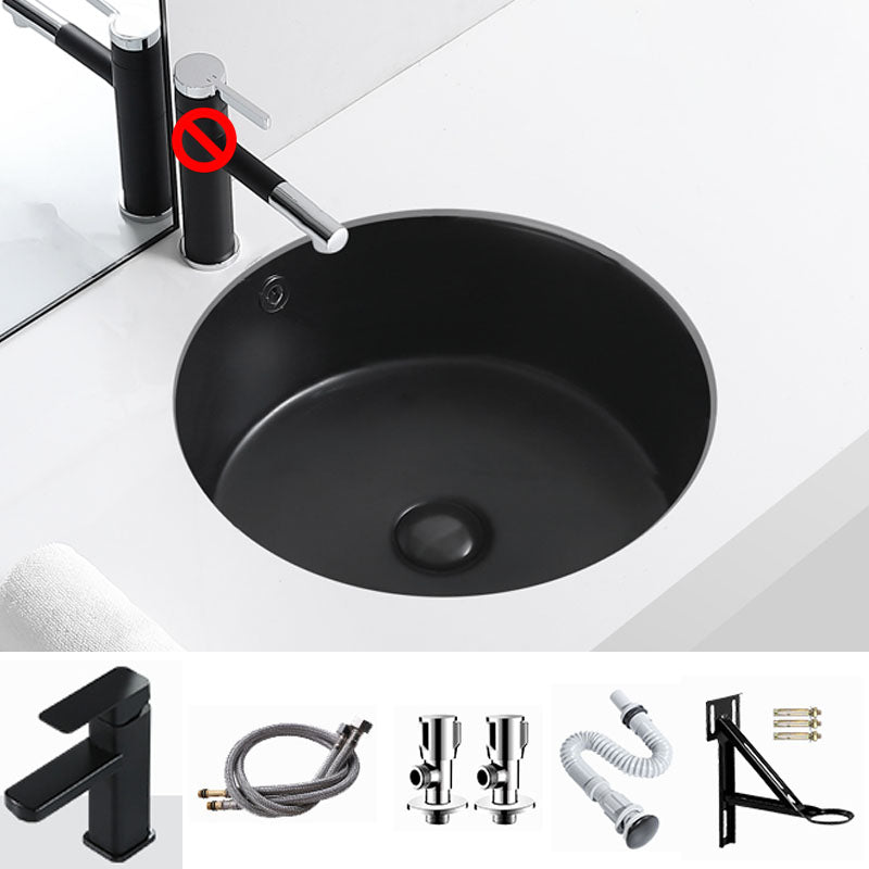 Porcelain Bathroom Sink Round Vessel Lavatory Sink with Pop-Up Drain