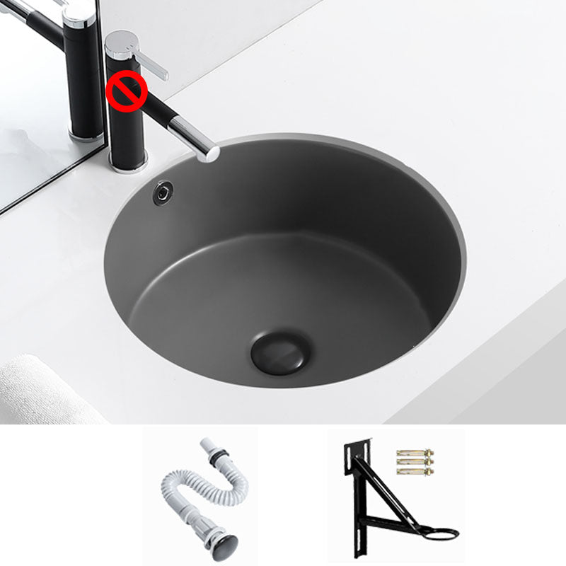 Porcelain Bathroom Sink Round Vessel Lavatory Sink with Pop-Up Drain