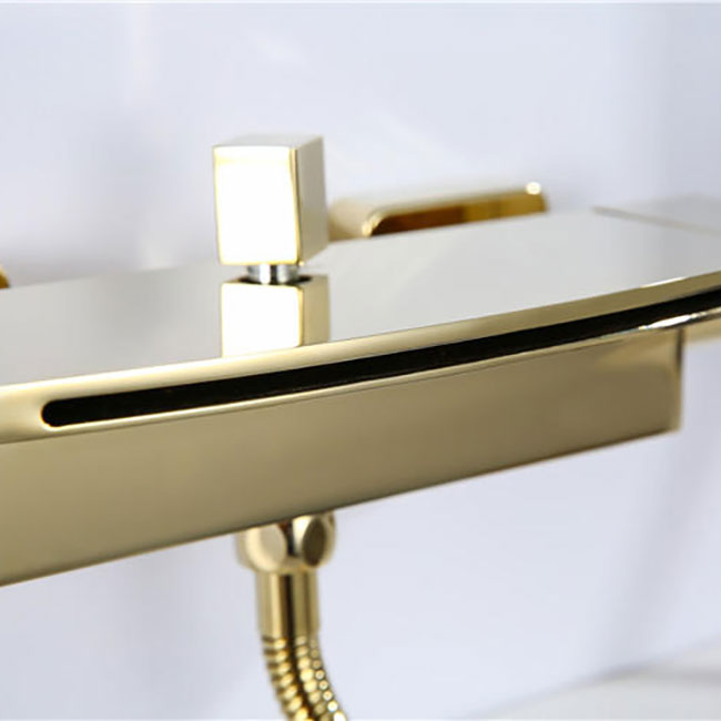 Modern Tub Faucet Trim Copper with Handles and Diverter Wall Mount Bath Filler Trim