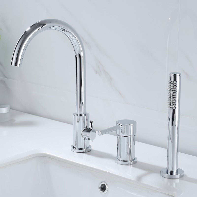 Modern Roman Tub Faucet Set Copper Deck-Mount with Handles Bathtub Faucet
