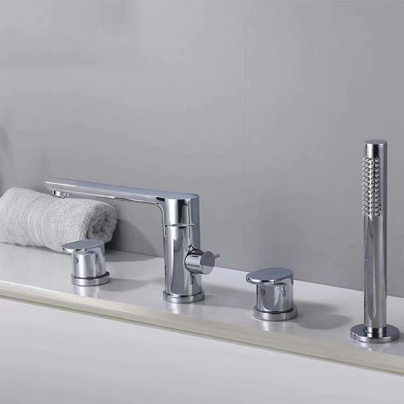 Modern Roman Tub Filler Copper with Hand Shower Deck Mounted Roman Tub Faucet