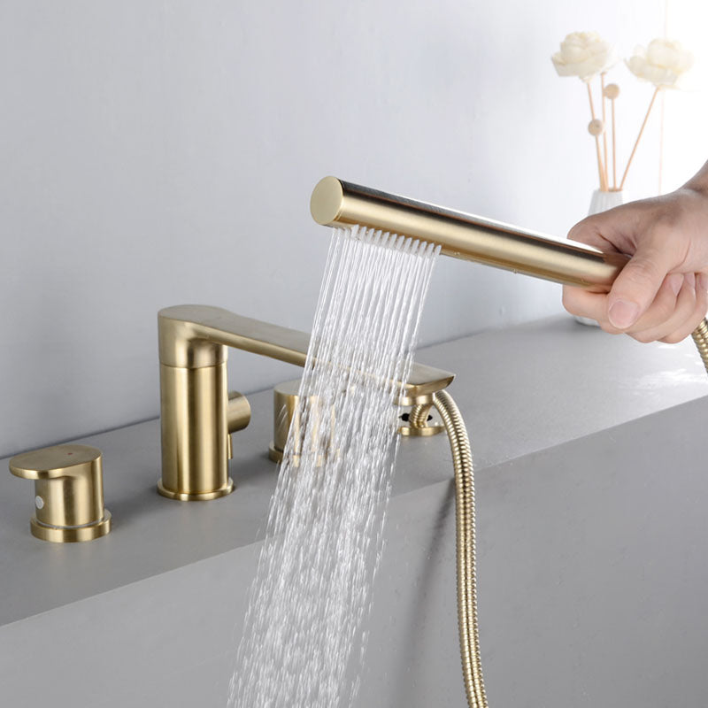 Modern Roman Tub Filler Copper with Hand Shower Deck Mounted Roman Tub Faucet