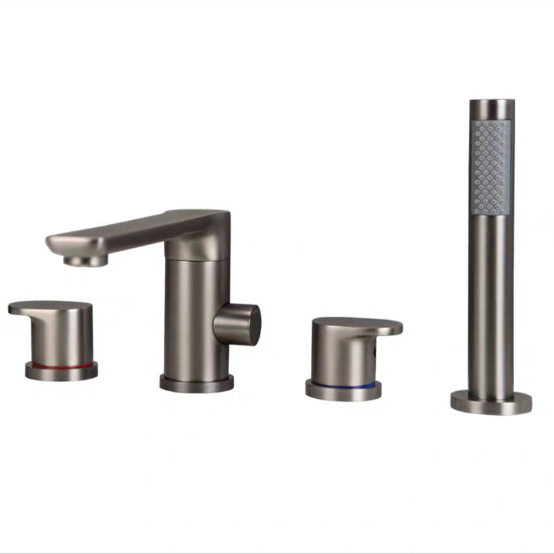 Modern Roman Tub Filler Copper with Hand Shower Deck Mounted Roman Tub Faucet