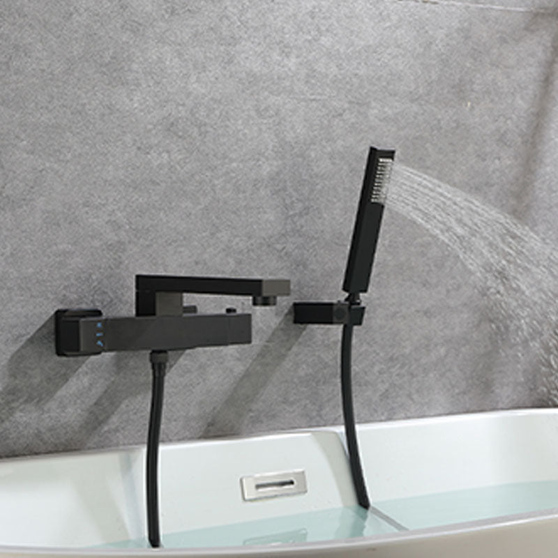 Modern Tub Spouts Copper Wall Mounted with Hand Shower and Knob Handles Tub Filler