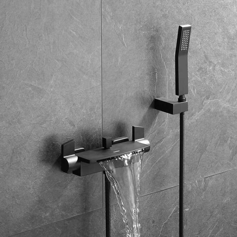 Modern Tub Filler Trim Copper Wall Mounted with Handshower Waterfall Tub Filler