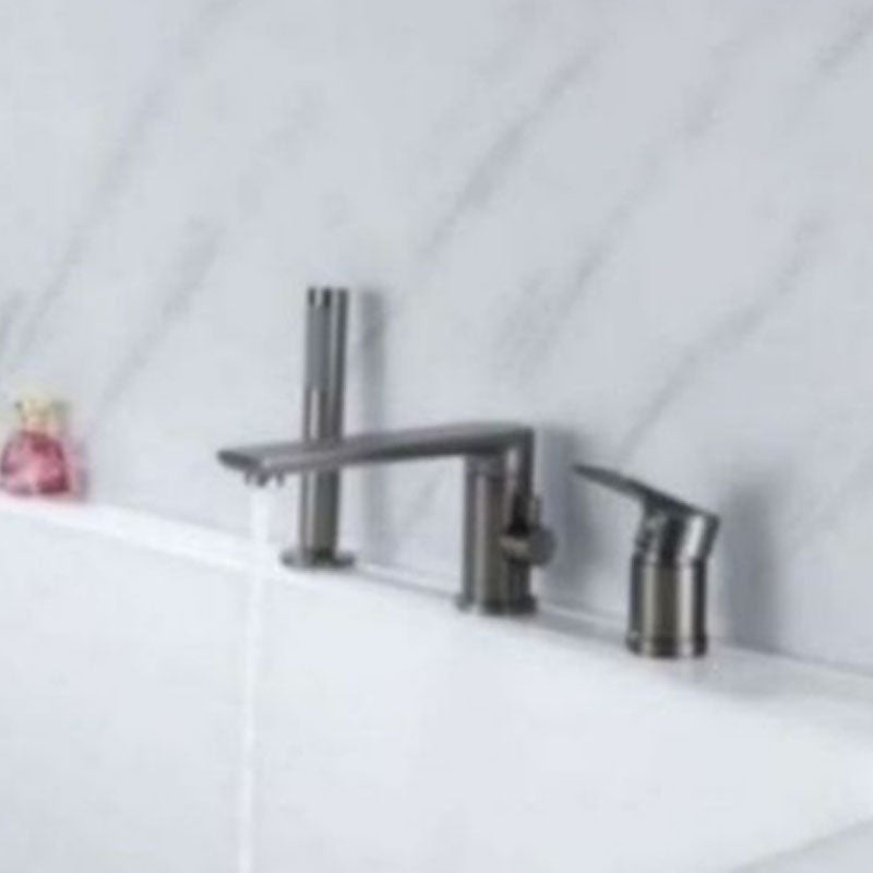 Modern Tub Filler Trim Copper with Hand Shower Deck-Mount Roman Tub Set