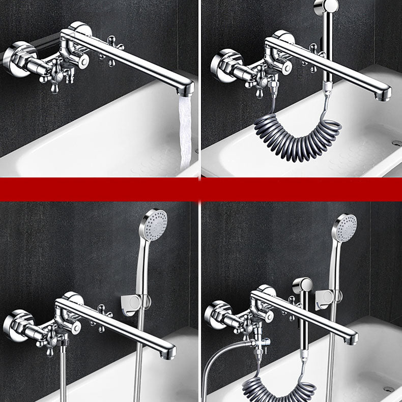 Modern Bath Filler Trim Copper with Handheld Shower Swivel Wall Mount Tub Spout Trim