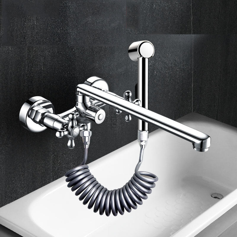 Modern Bath Filler Trim Copper with Handheld Shower Swivel Wall Mount Tub Spout Trim