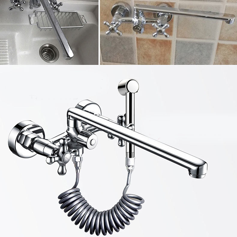 Modern Bath Filler Trim Copper with Handheld Shower Swivel Wall Mount Tub Spout Trim