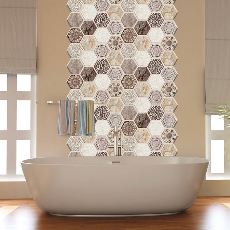 Mosaic Tile Wallpaper PVC Waterproof Peel & Stick Mosaic Tile with Hexagonal Shape