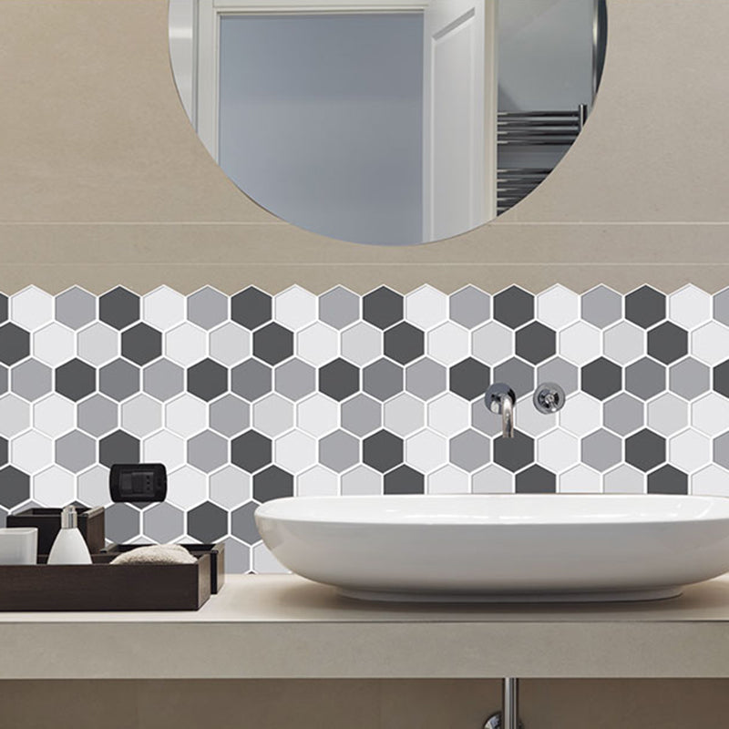 Mosaic Tile Wallpaper PVC Waterproof Peel & Stick Mosaic Tile with Hexagonal Shape