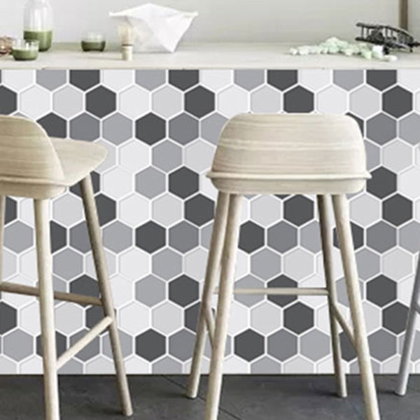 Mosaic Tile Wallpaper PVC Waterproof Peel & Stick Mosaic Tile with Hexagonal Shape
