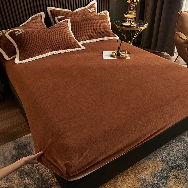 Soild Elegand Bed Sheet Set Flannel Fitted Sheet for Bedroom