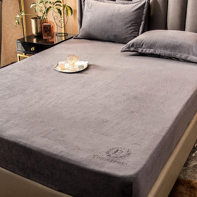 Soild Bed Sheet Set Flannel Super-soft Standard Fitted Sheet