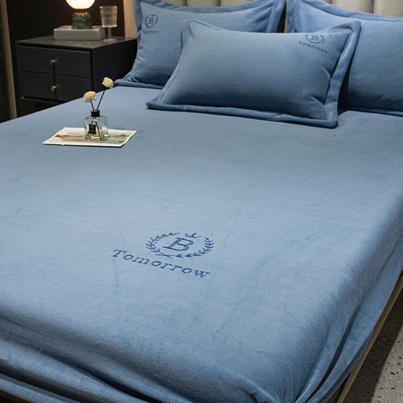 Soild Bed Sheet Set Flannel Super-soft Standard Fitted Sheet