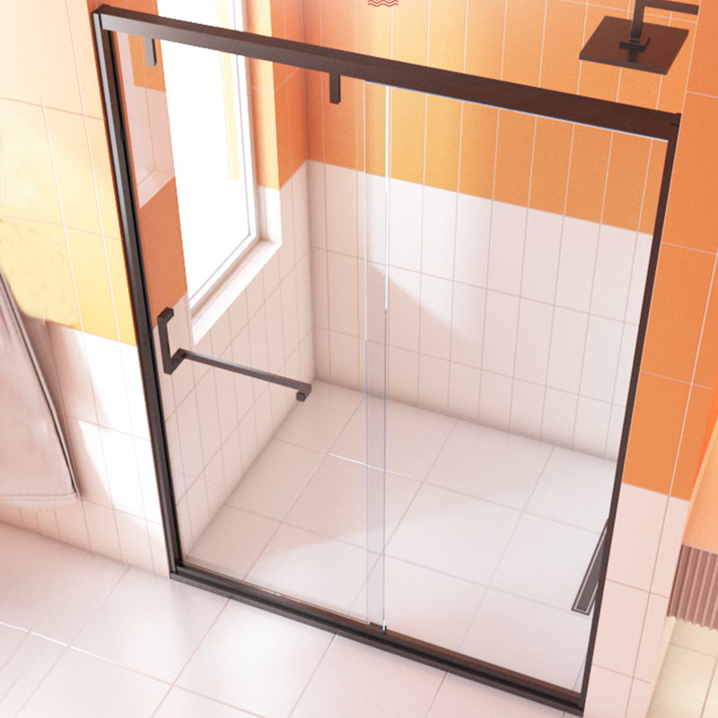 Narrow Edge Semi Frameless Shower Door Tempered Glass Single Sliding Shower Door