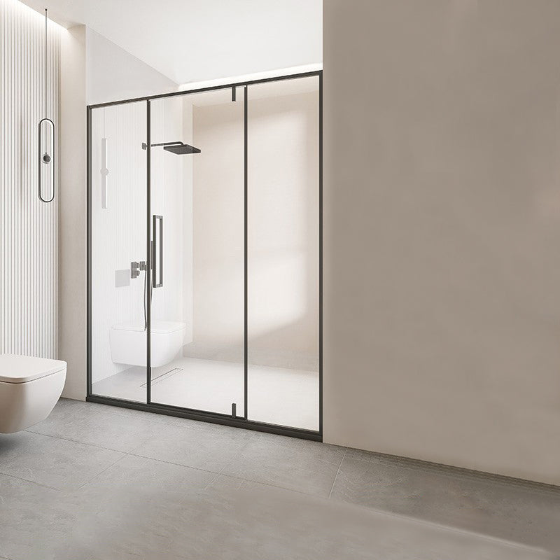 Black Full Frame One-line Pivot Door, Tempered Glass Shower Door