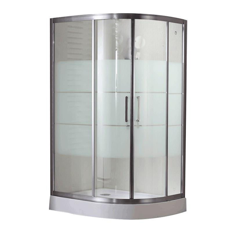 Round Shower Kit Double Sliding Tempered Glass Shower Enclosure