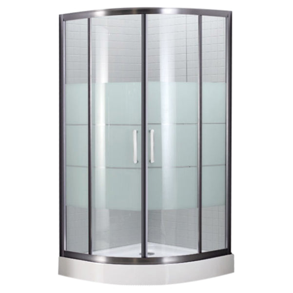 Round Shower Kit Double Sliding Tempered Glass Shower Enclosure