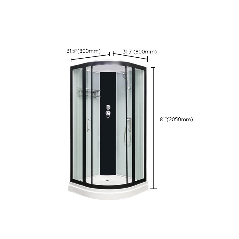 Round Easy Clean Glass Shower Stall Framed Double Sliding Shower Stall