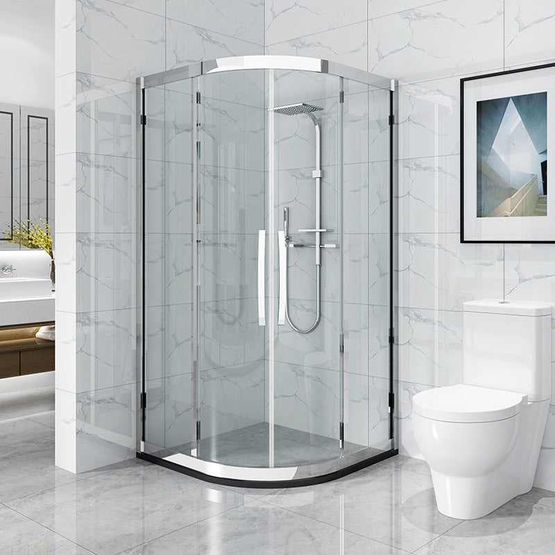 Round 8mm Tempered Shower Enclosure with Fixed Panel and Double Handles