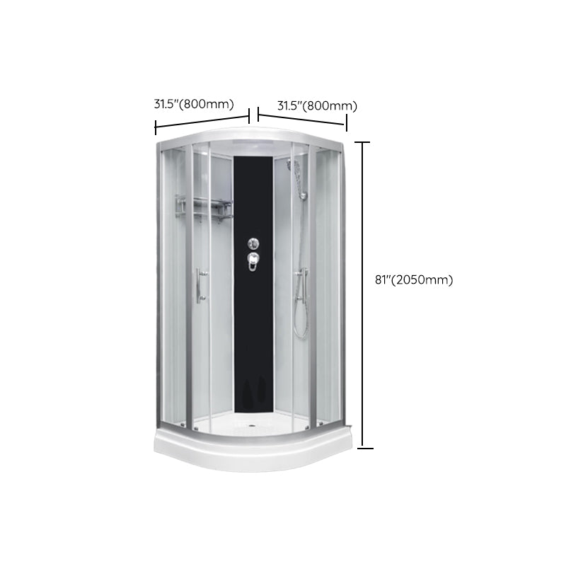 Round Easy Clean Glass Shower Stall Silver Door Handles Shower Stall