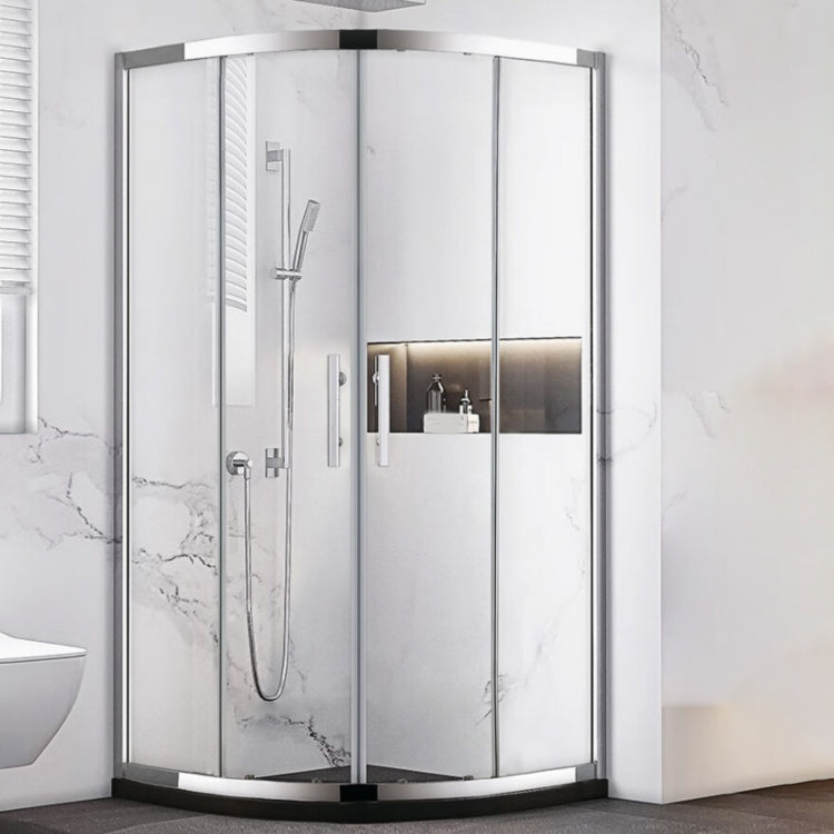Stainless Steel Frame Tempered Shower Enclosure Round Double Sliding Shower Stall