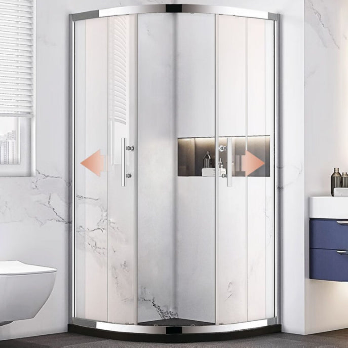 Stainless Steel Frame Tempered Shower Enclosure Round Double Sliding Shower Stall