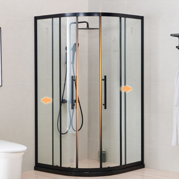 Round Framed Double Sliding Shower Enclosure with Fixed Panel