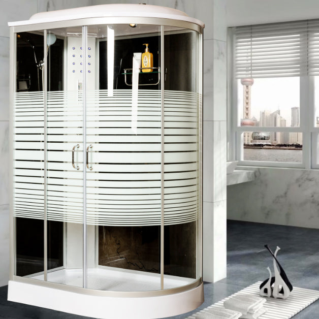 Rectangle Corner Shower Stall Semi-Frameless Double Sliding Shower Enclosure