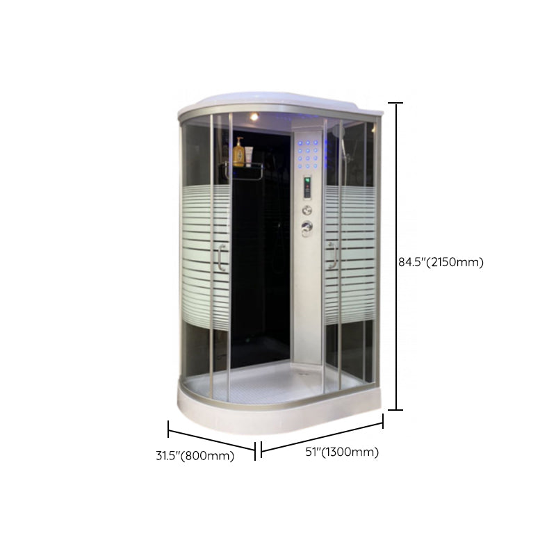 Rectangle Corner Shower Stall Semi-Frameless Double Sliding Shower Enclosure