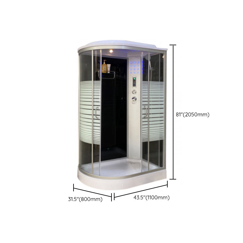 Rectangle Corner Shower Stall Semi-Frameless Double Sliding Shower Enclosure