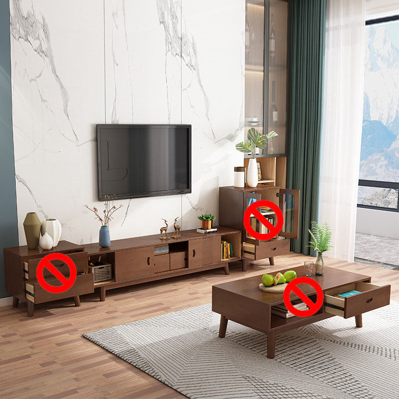 Wooden TV Media Console Scandinavian Media Console with Drawers