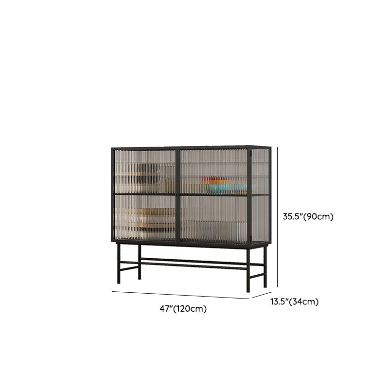 Contemporary Curio Cabinet Metal Storage Cabinet with Doors for Bathroom