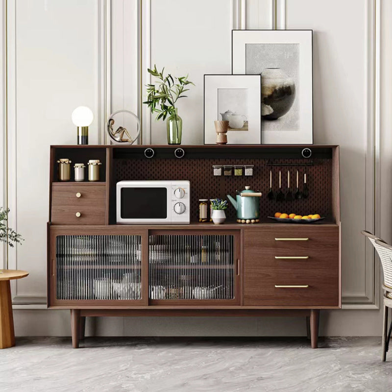 Modern Dining Hutch Pine Hutch Buffet with Doors for Dining Room