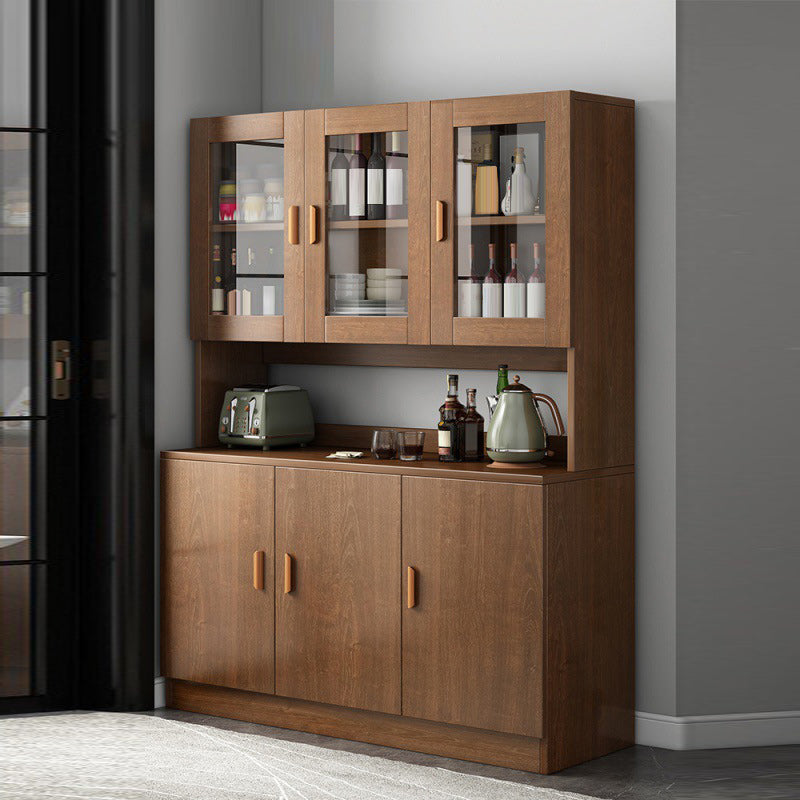 Contemporary Dining Hutch Wood Hutch Buffet with Doors for Dining Room