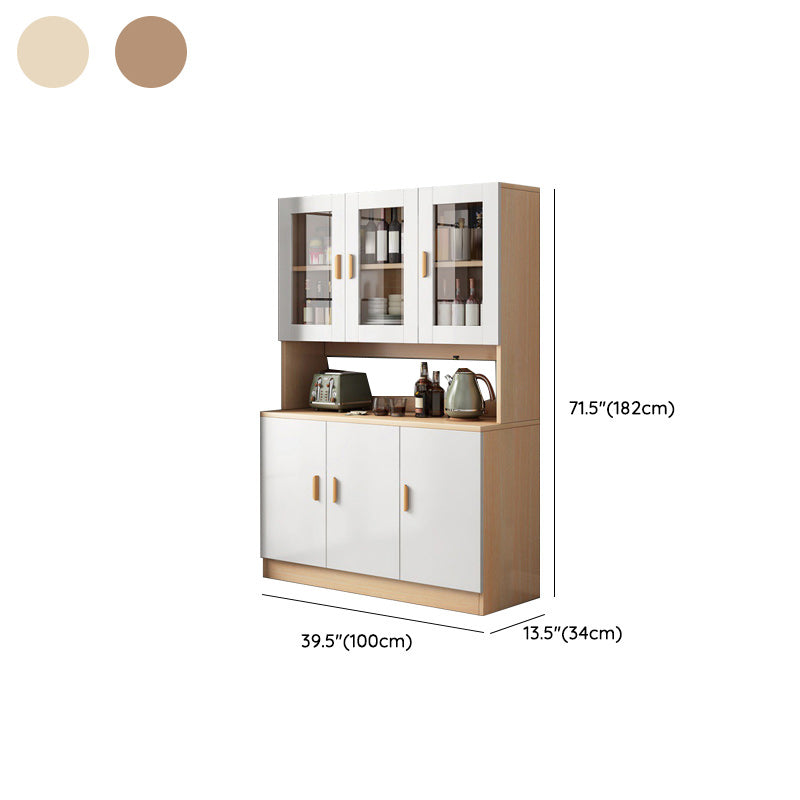 Contemporary Dining Hutch Wood Hutch Buffet with Doors for Dining Room