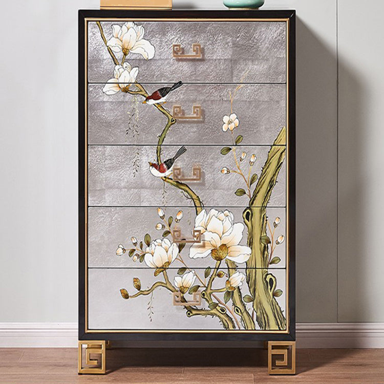 Traditional Storage Chest Solid Wood Dresser with 5 Drawers , 15.6 Inch Width