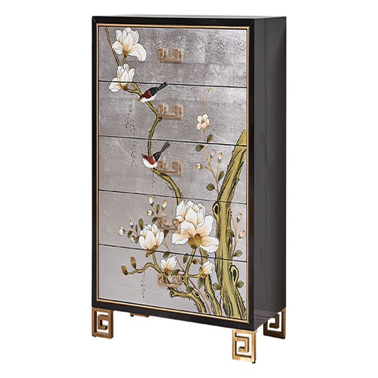 Traditional Storage Chest Solid Wood Dresser with 5 Drawers , 15.6 Inch Width